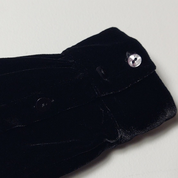 EILEEN FISHER Black Velvet Collared Silk Long Shirt Size Small - Picture 10 of 16